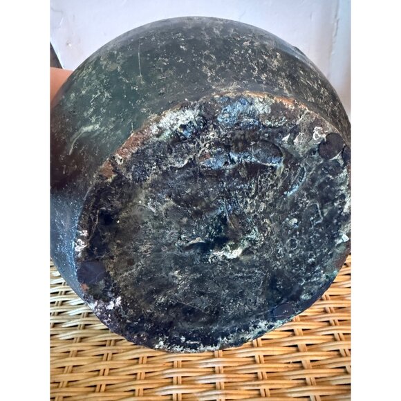 Vintage Art Pottery And Wicker Decor Vase Blue Weathered Rustic - Picture 5 of 12
